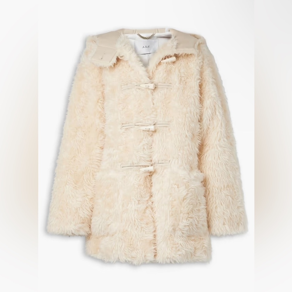 A.L.C.
Winston faux shearling hooded coat. Cream size small. NEW WITH TAG.